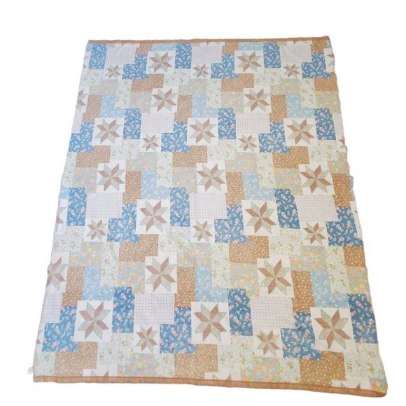Vintage Beacon Patchwork Floral 8 Point Star Faux Quilt Thermal Blanket‎ 87x71 - Picture 3 of 9